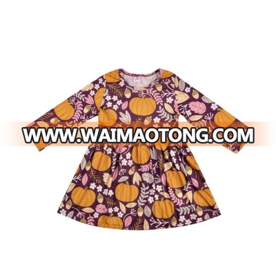 Girl Long Sleeves pumpkin printed Dress