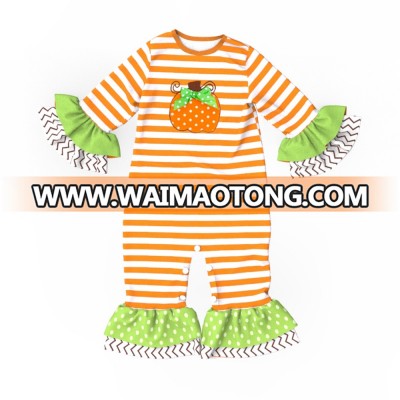 2018 newest fall winter baby girls long sleeve pumpkin pattern girls halloween romper