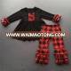 Wholesale Children's Boutique Clothing Girls Red Black Buffalo Plaid Ruffled Pants Sets